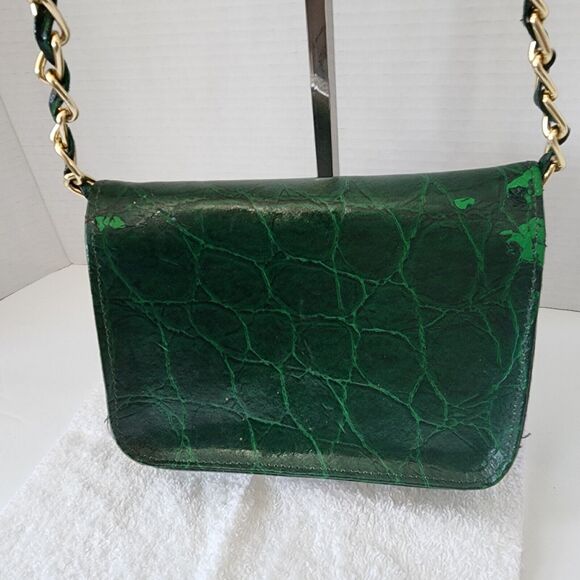 Subissati Green Leather Crossbody Croc Embossed Made in Italy READ DESCRIPTION - Picture 8 of 16